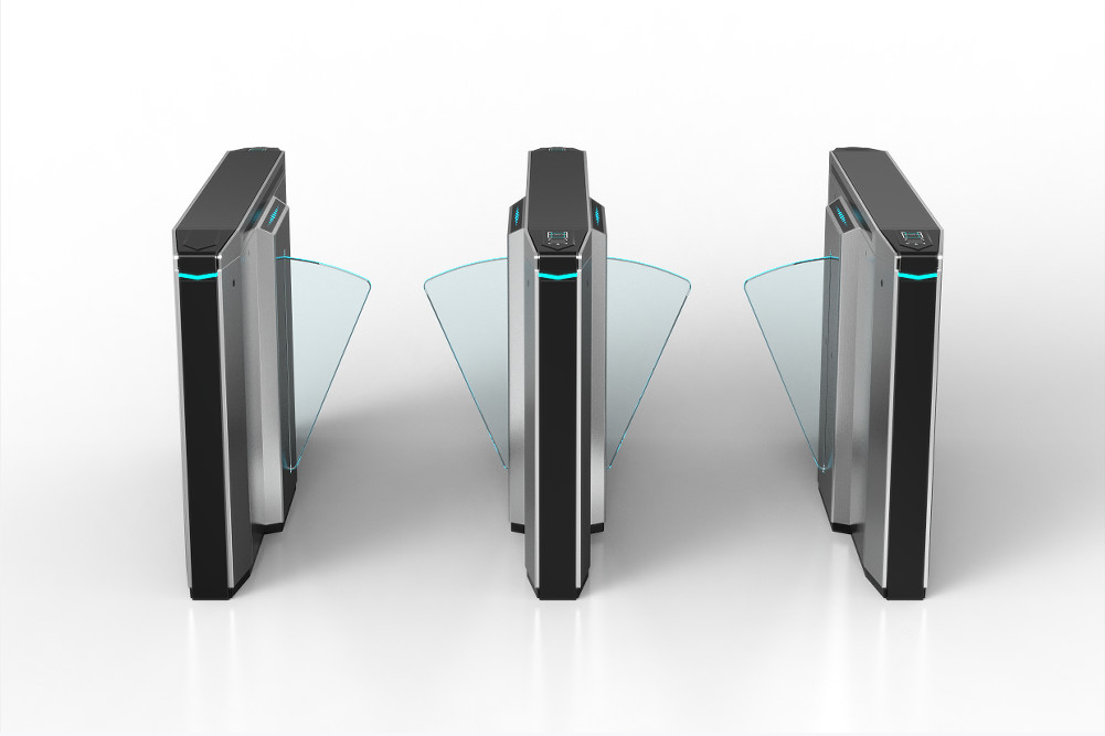 View of Biometric Flap Barrier Handicap Turnstile Entry Systems For High End Place