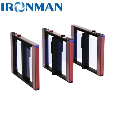 Red Security Swing Barrier RFID Reader Access Control System Speed Gate Turnstile with Acrylic/Tempered Glass Material