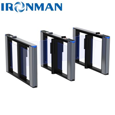 Glass High Speed Pedestrain Turnstile Gate , Speed Gate Turnstile For Airport Gym